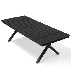 Aluminum Outdoor Dining Table with Light & Umbrella Hole