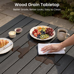 Aluminum Outdoor Dining Table with Light & Umbrella Hole