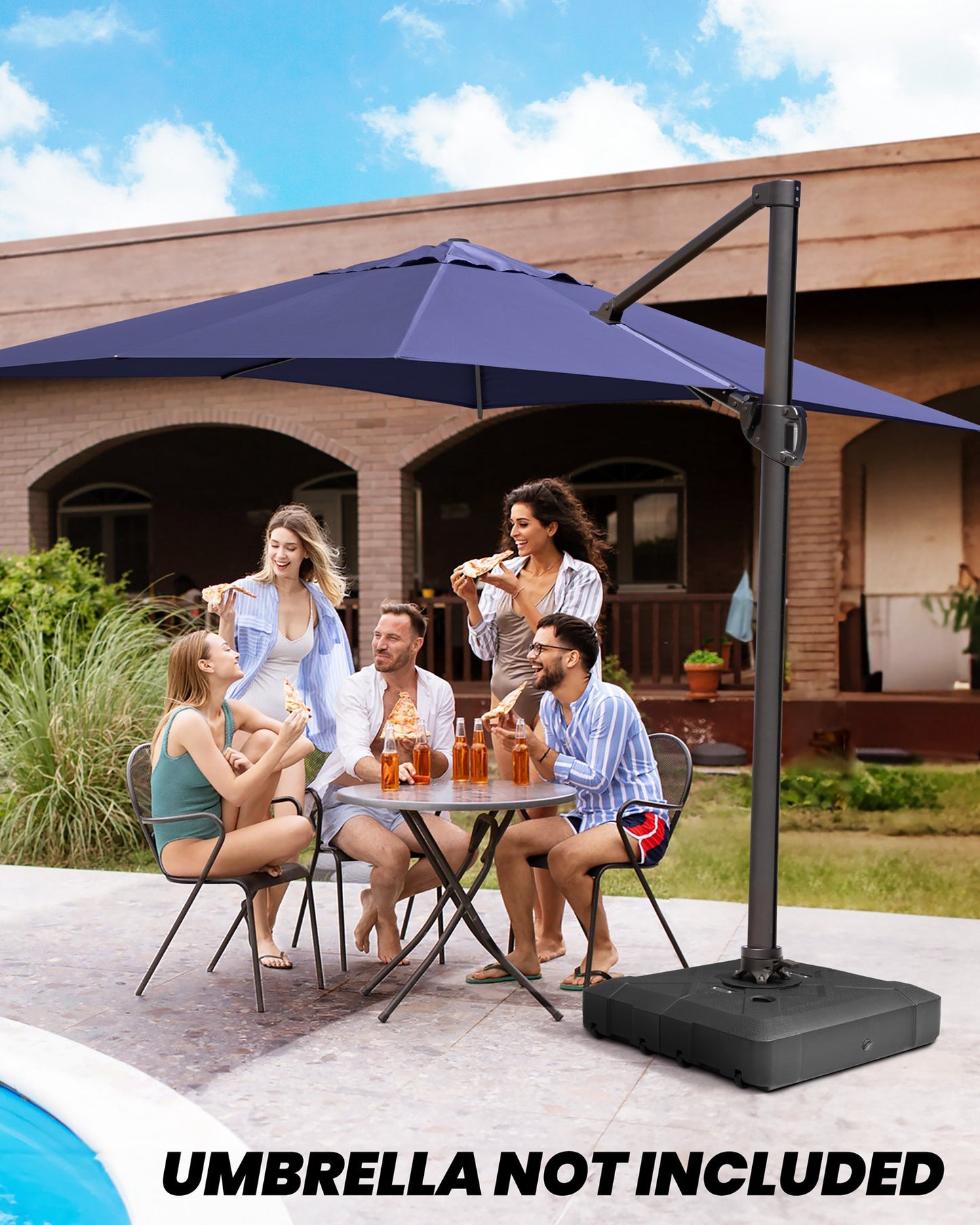 Crestlive Products 220lbs Sand Water Filled Square 3D Surface Cantilever Offset Umbrella Base with Wheels