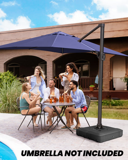 Crestlive Products 220lbs Sand Water Filled Square 3D Surface Cantilever Offset Umbrella Base with Wheels