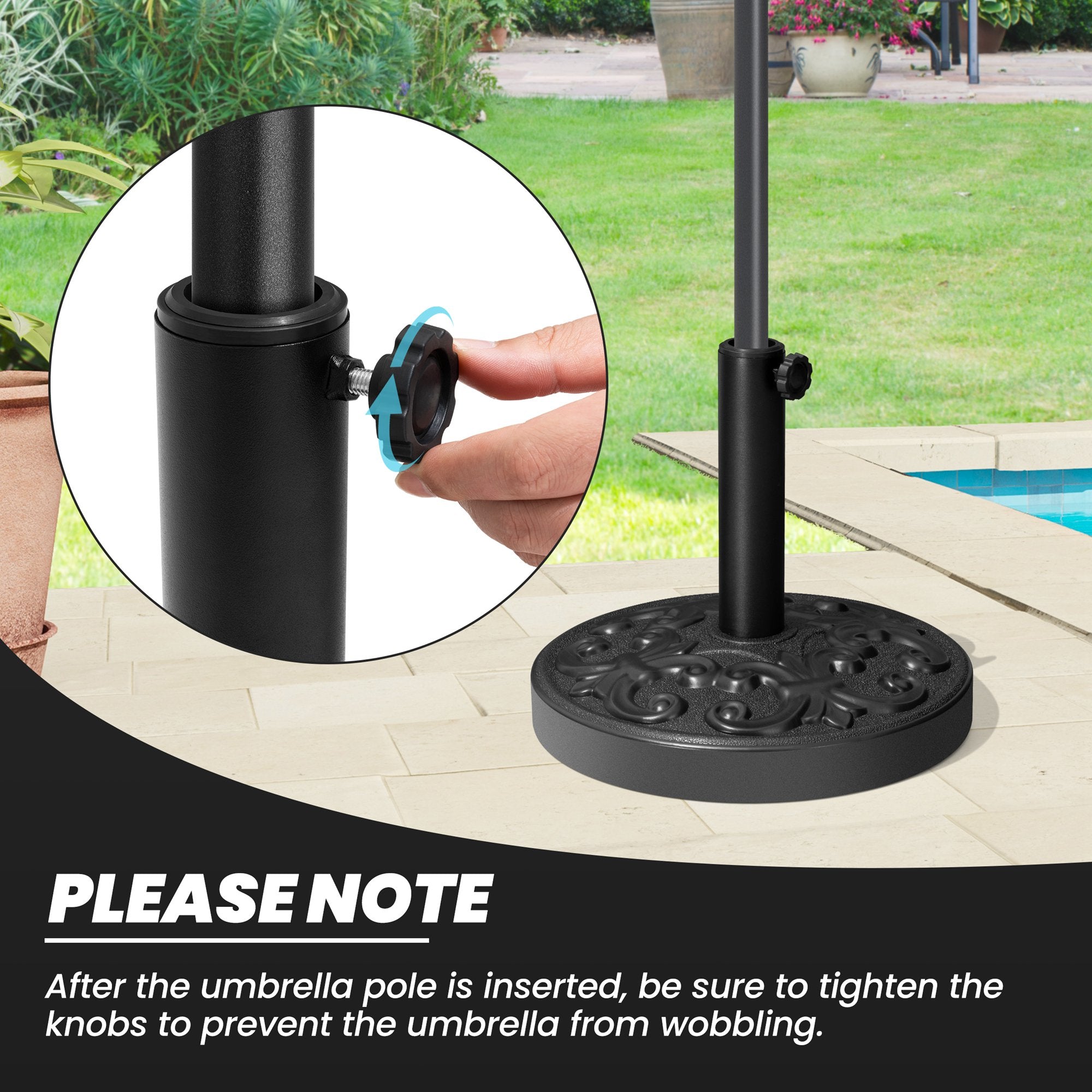 cement patio umbrella stand US Weight 50 lbs Base 1.9 inches Weight of umbrella base Pellebant 30 lbs. Round Concrete