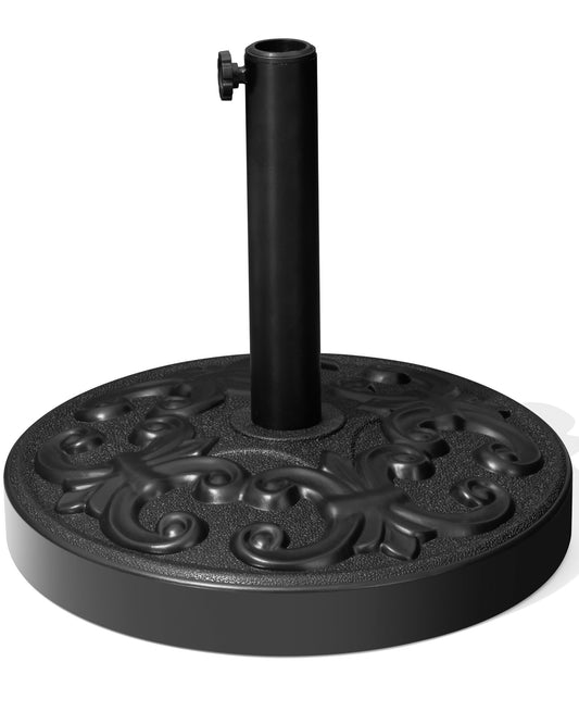 Crestlive Products Heavy Duty Round Cement Patio Umbrella Base with Floral Pattern