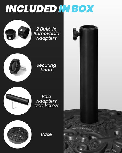 Crestlive Products Heavy Duty Round Cement Patio Umbrella Base with Floral Pattern