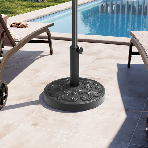 Crestlive Products Round Cement Patio Umbrella Base with Floral Pattern