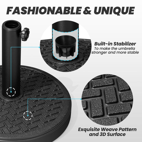 Crestlive Products 30-45 lbs Concrete-Filled Round Umbrella Base for Straight Pole