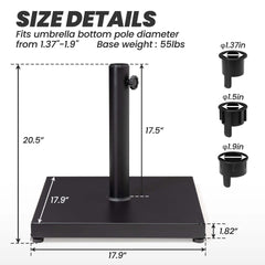 Square Weighted Umbrella Base Stand Cement Concrete Steel