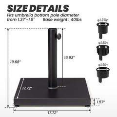 Square Weighted Umbrella Base Stand Cement Concrete Steel