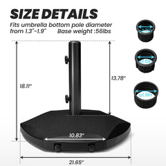 Cement-Filled Black Outdoor Umbrella Base