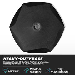 Cement-Filled Black Outdoor Umbrella Base