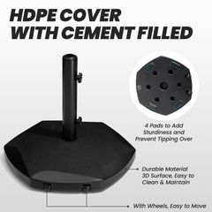 Cement-Filled Black Outdoor Umbrella Base