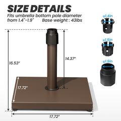 43 lbs Patio Umbrella Base