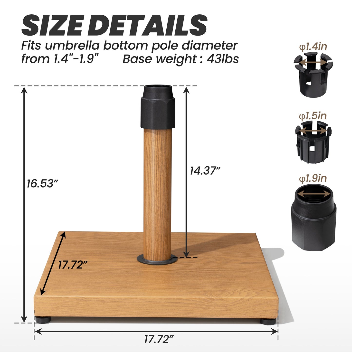 Crestlive Products 45lbs Wind-Resistant Heavy Duty Patio Umbrella Base for Outdoor Use with Windproof Design