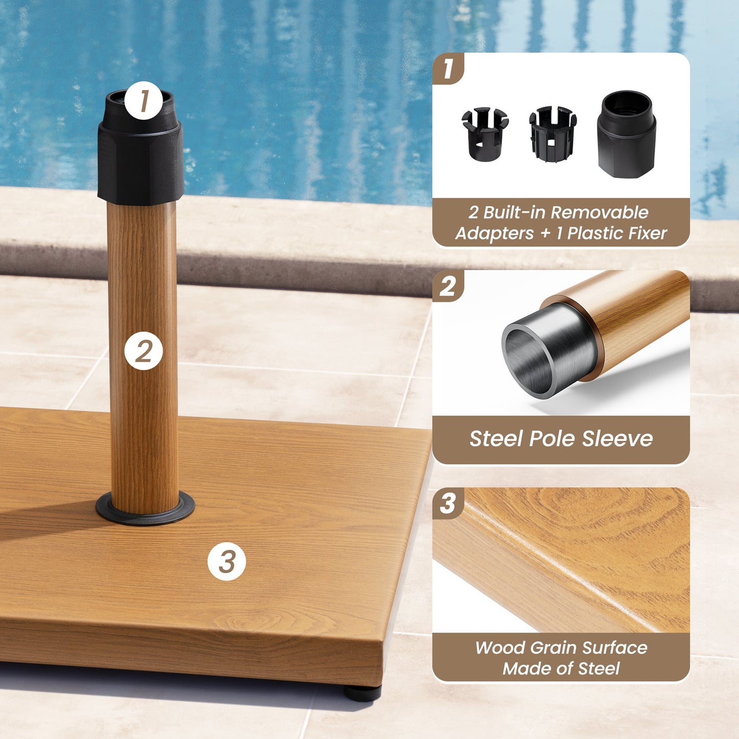 Crestlive Products 45lbs Wind-Resistant Heavy Duty Patio Umbrella Base for Outdoor Use with Windproof Design