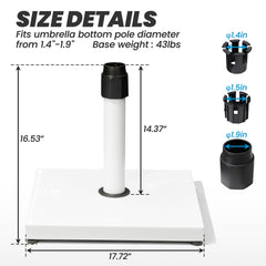 43 lbs Patio Umbrella Base