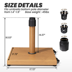 45 lbs Steel Market Umbrella Base with Cement Filling & Wheels