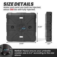 Fillable Cantilever Umbrella Base with Wheels