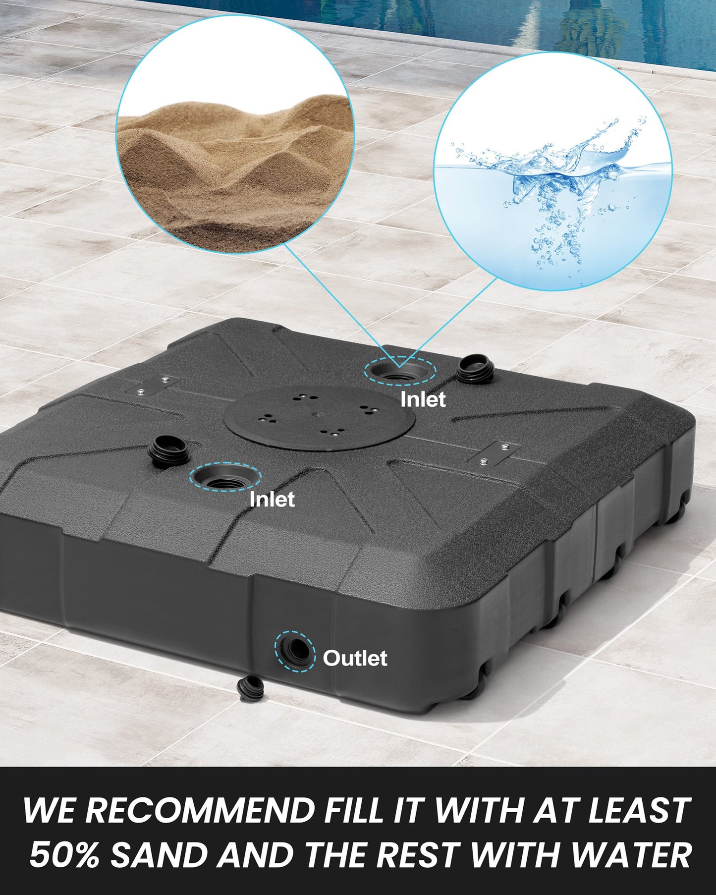 Crestlive Products Fillable Patio Offset Cantilever Umbrella Base with Wheels