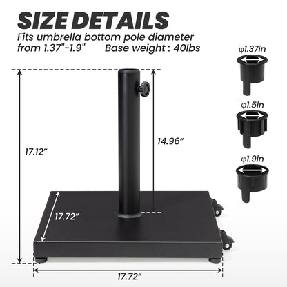 Crestlive Products Square Weighted Outdoor Umbrella Base Stand for Patio Market Umbrella