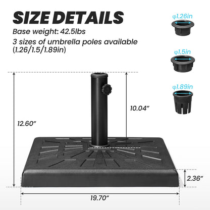 Crestlive Products 42lbs HDPE Market Umbrella base Cement Filling Black Patio Umbrella Base