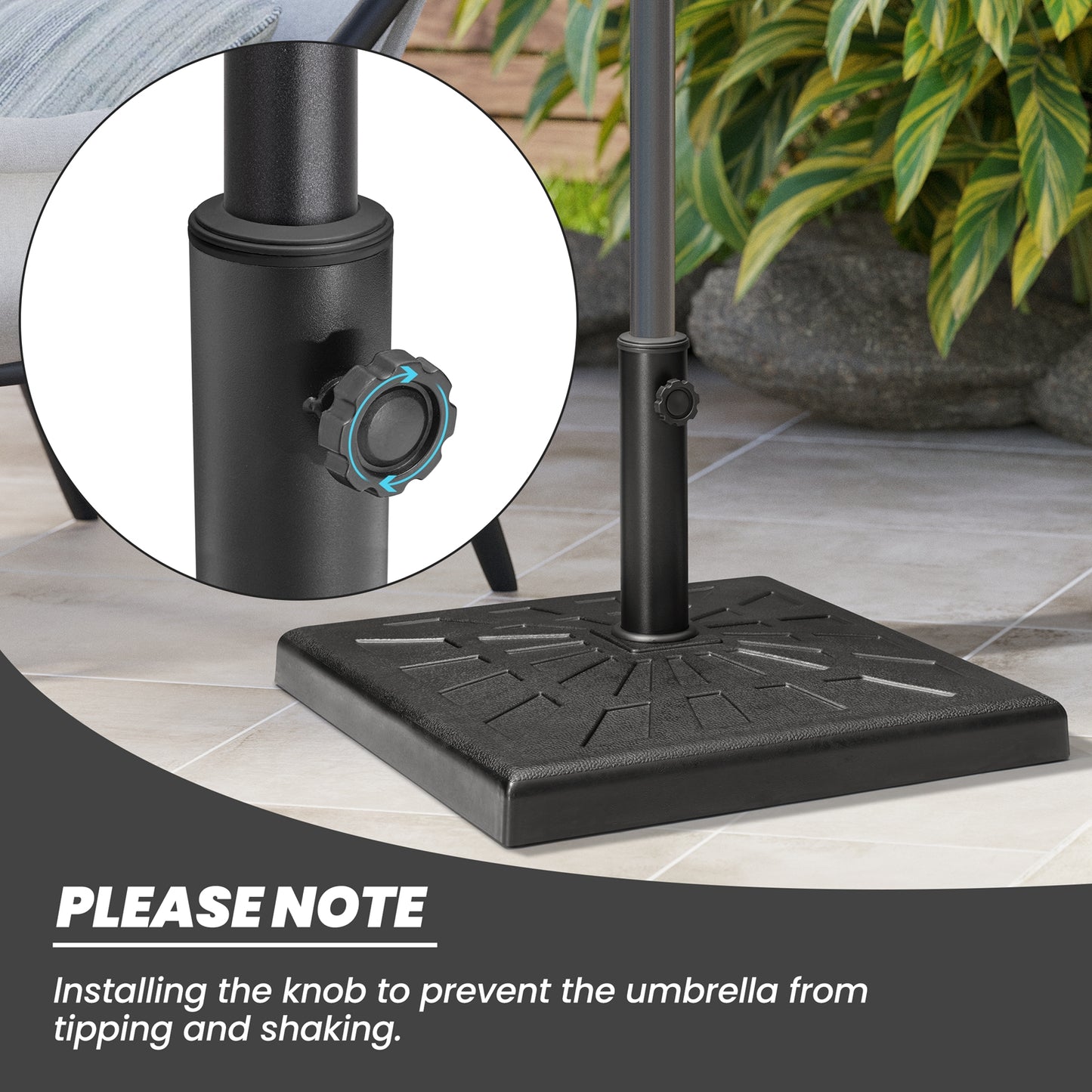 Crestlive Products 42lbs HDPE Market Umbrella base Cement Filling Black Patio Umbrella Base