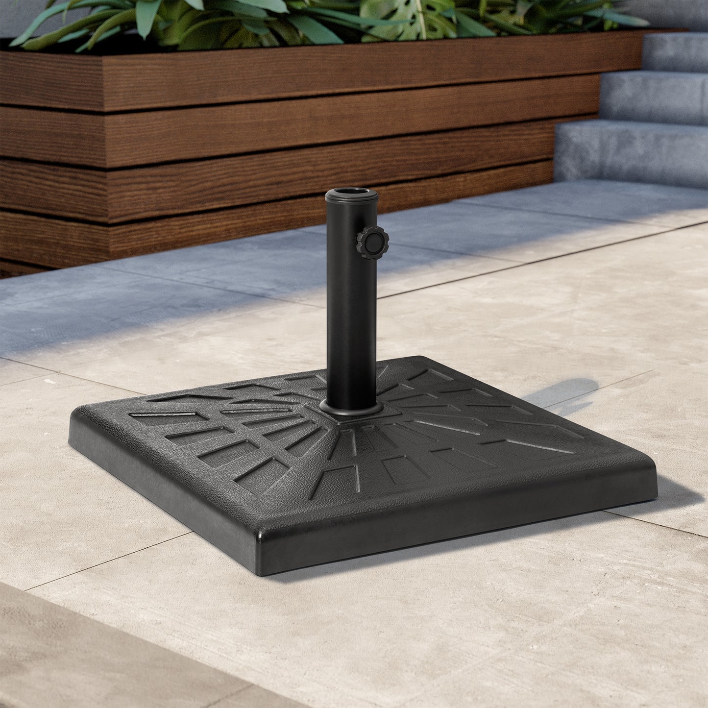 Crestlive Products 42lbs HDPE Market Umbrella base Cement Filling Black Patio Umbrella Base