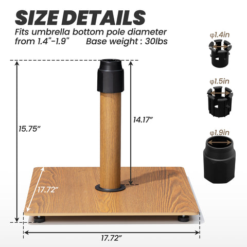 Crestlive Products 30 lbs Heavy-Duty Square Patio Umbrella Base