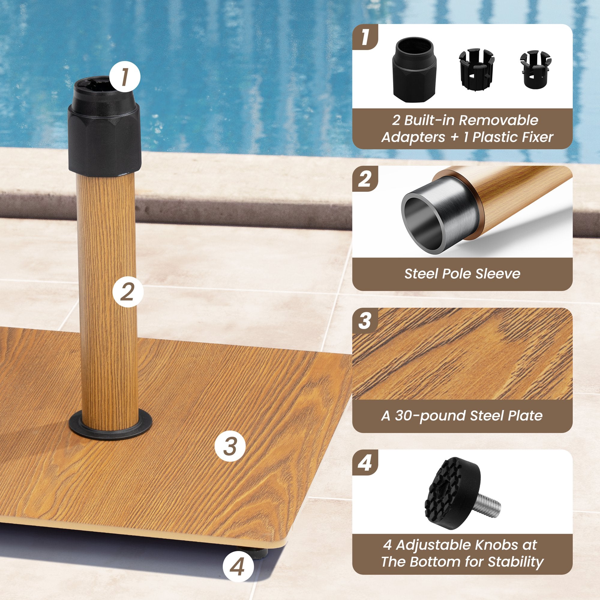 30+ pound patio umbrella base 30 lbs Heavy Duty Square Patio Umbrella Base
