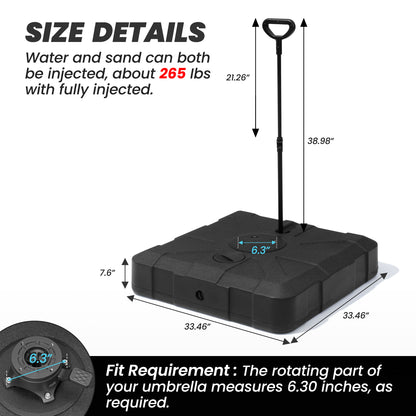 Crestlive Products Heavy Duty Fillable Patio Umbrella Base Stand with Wheels 33.5 x 33.5 inch