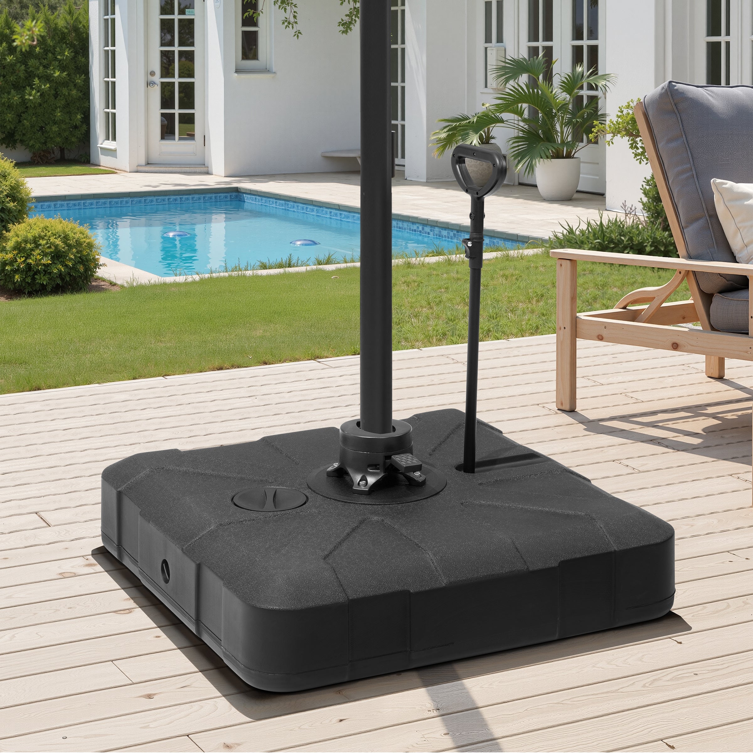 heavy patio umbrella base with wheels Heavy-Duty Fillable Patio Umbrella Base with Wheels