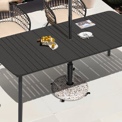 45 lbs Concrete-Cobble Patio Umbrella Base with Swivel Wheels & Adjustable Knob