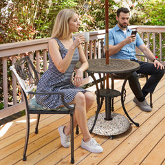 45 lbs Concrete-Cobble Patio Umbrella Base with Swivel Wheels & Adjustable Knob