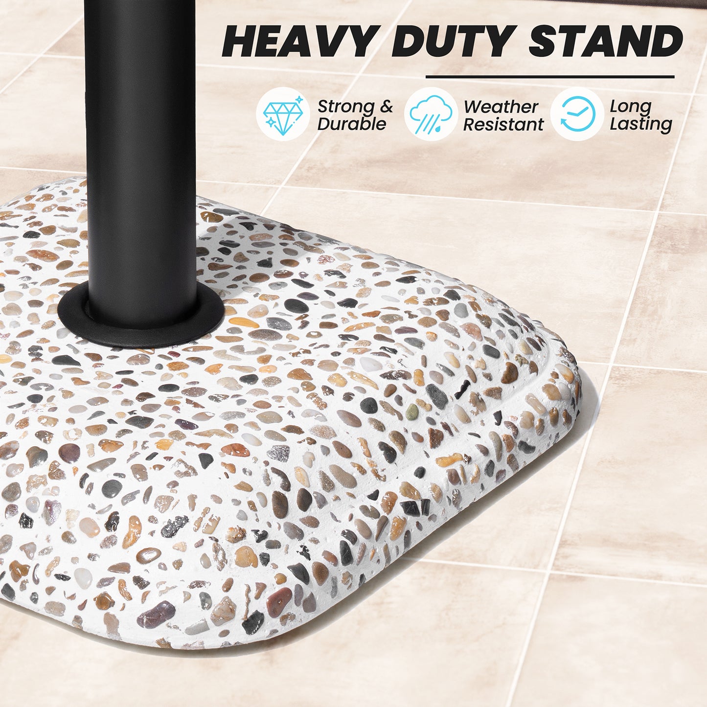 Crestlive Products 45lbs Heavy Duty Cobble Cement Patio Umbrella Base