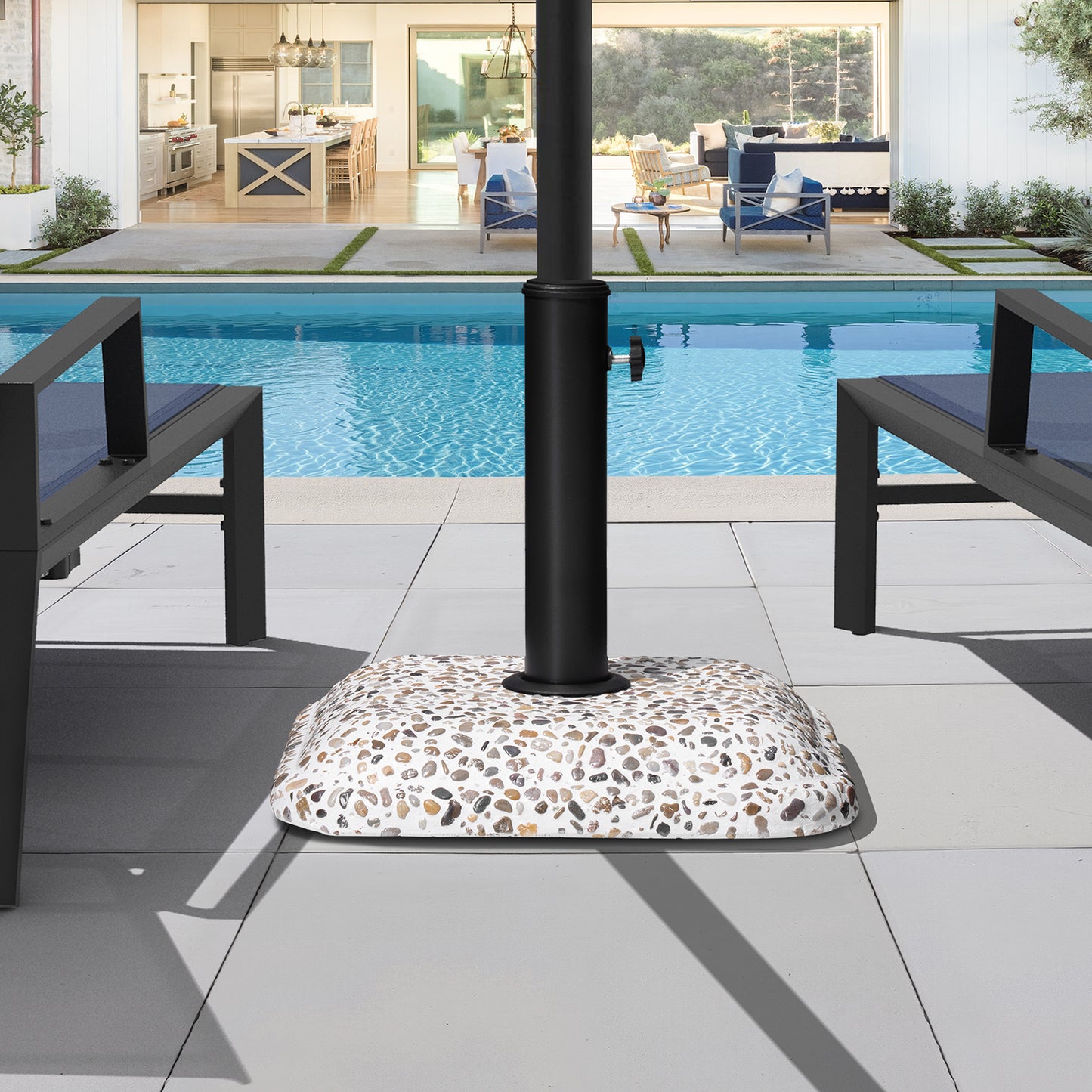 Crestlive Products 45lbs Heavy Duty Cobble Cement Patio Umbrella Base