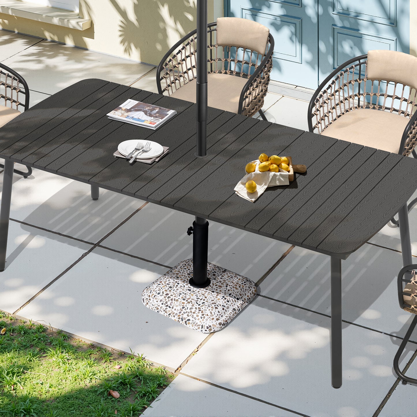 Crestlive Products 45lbs Heavy Duty Cobble Cement Patio Umbrella Base