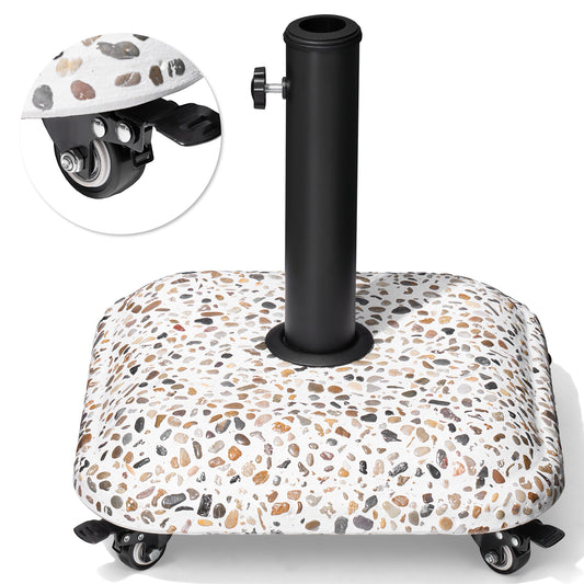 Crestlive Products 45lbs Heavy Duty Cobble Cement Patio Umbrella Base with Wheels