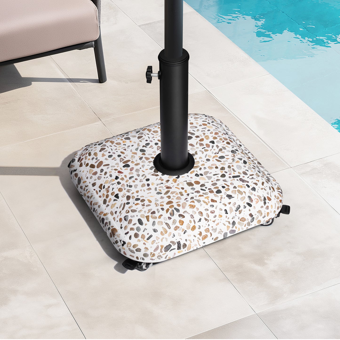 Crestlive Products 45lbs Heavy Duty Cobble Cement Patio Umbrella Base with Wheels