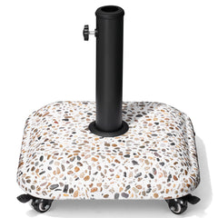 45 lbs Heavy Duty Cobble Cement Patio Umbrella Base with Wheels