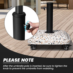 45 lbs Heavy Duty Cobble Cement Patio Umbrella Base with Wheels