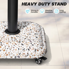 45 lbs Heavy Duty Cobble Cement Patio Umbrella Base with Wheels