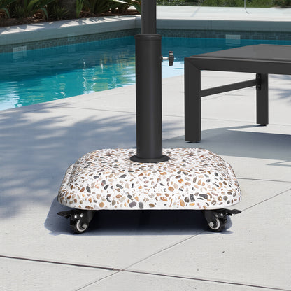 Crestlive Products 45lbs Heavy Duty Cobble Cement Patio Umbrella Base with Wheels