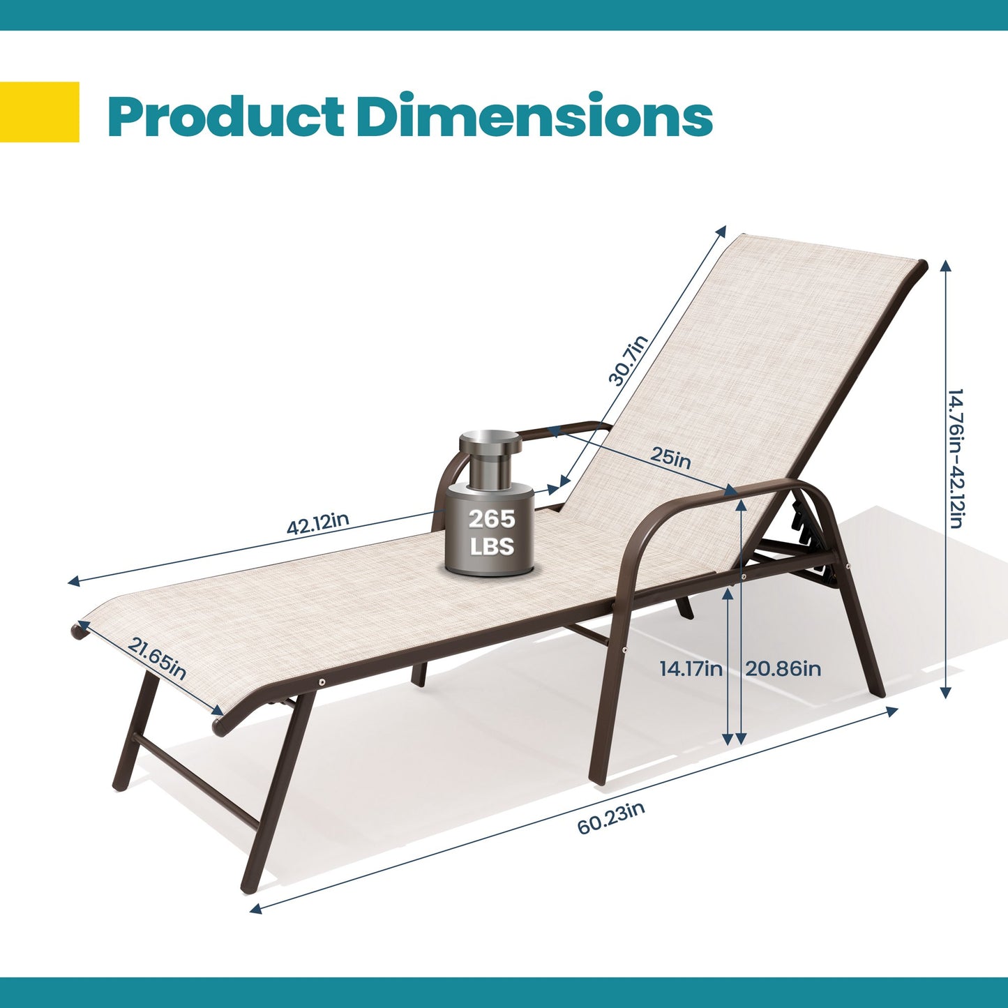 Crestlive Products Aluminum Adjustable Chaise Lounge Chairs with Armrests Set of 2