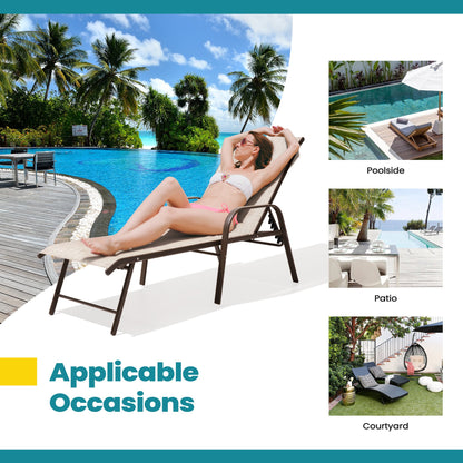 Crestlive Products Aluminum Adjustable Chaise Lounge Chairs with Armrests Set of 2