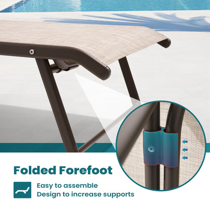 Crestlive Products Aluminum Adjustable Chaise Lounge Chairs with Armrests Set of 2