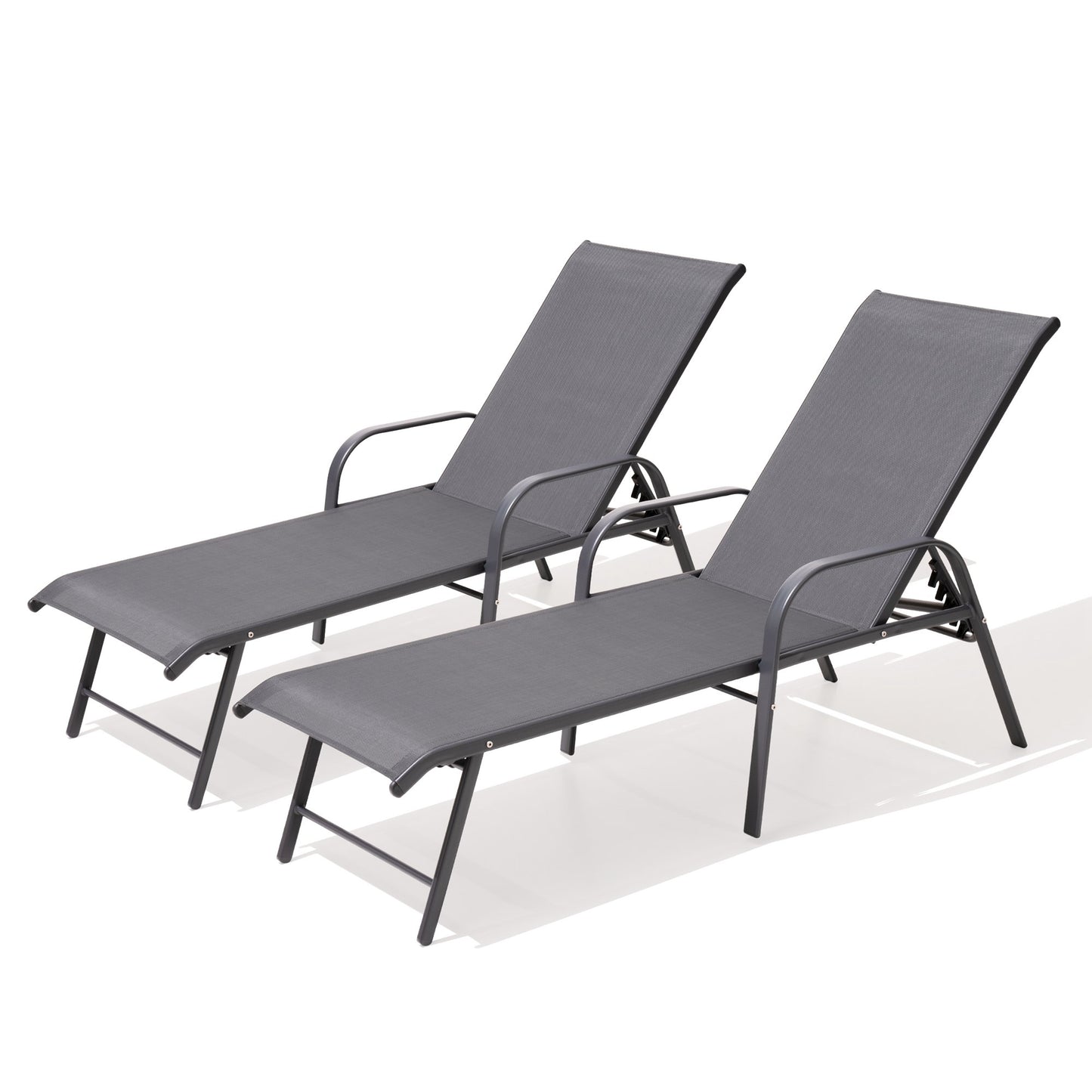 Crestlive Products Aluminum Adjustable Chaise Lounge Chairs with Armrests Set of 2