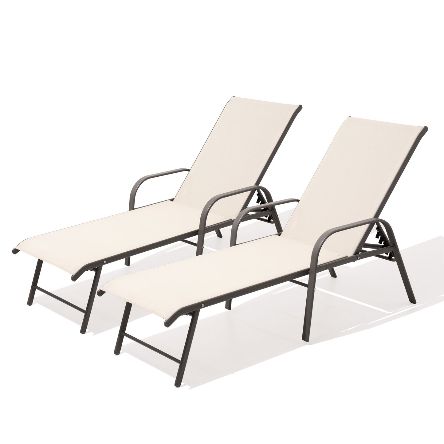 Crestlive Products Aluminum Adjustable Chaise Lounge Chairs with Armrests Set of 2