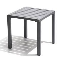 Crestlive Products 15.7" x 15.7" Outdoor Side Table, All-Weather Aluminum Square Patio End Table, Gray