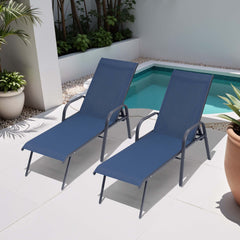 Textilene Adjustable Outdoor Chaise Lounge Set of 2